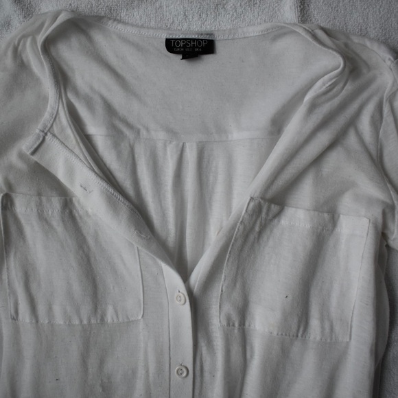 Topshop white cotton button up - Picture 7 of 8